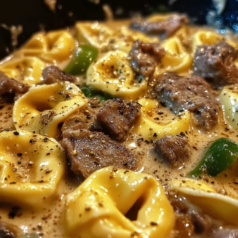 Cheesesteak Tortellini in Creamy Provolone Sauce
