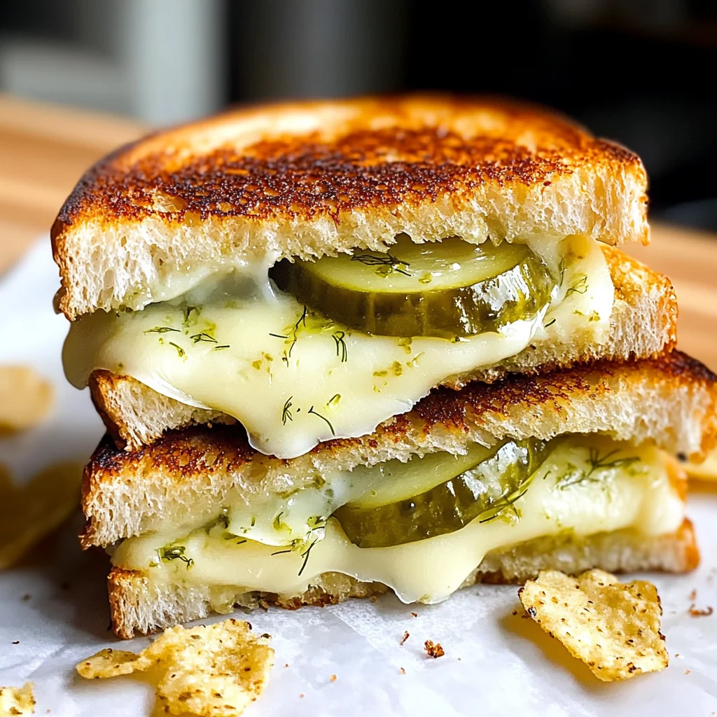 Crispy Dill Pickle Grilled Cheese Sandwich - theamazingfood