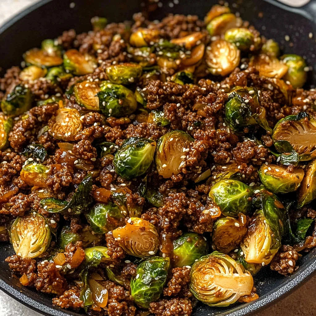 Ground Beef and Brussels Sprouts