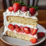 Moist Strawberry Shortcake Cake with Whipped Cream Frosting