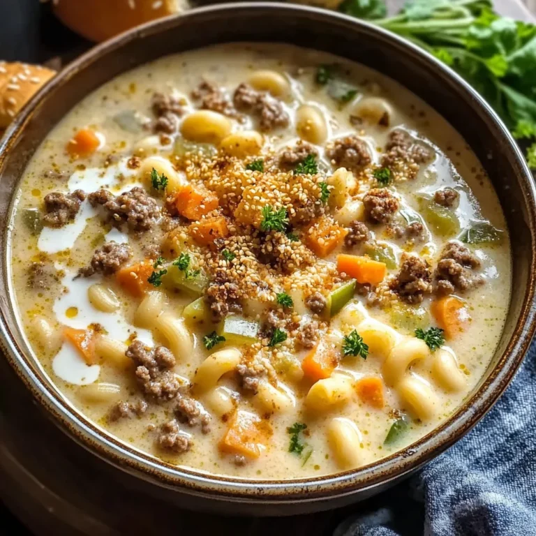 One Pot Macaroni Cheeseburger Soup