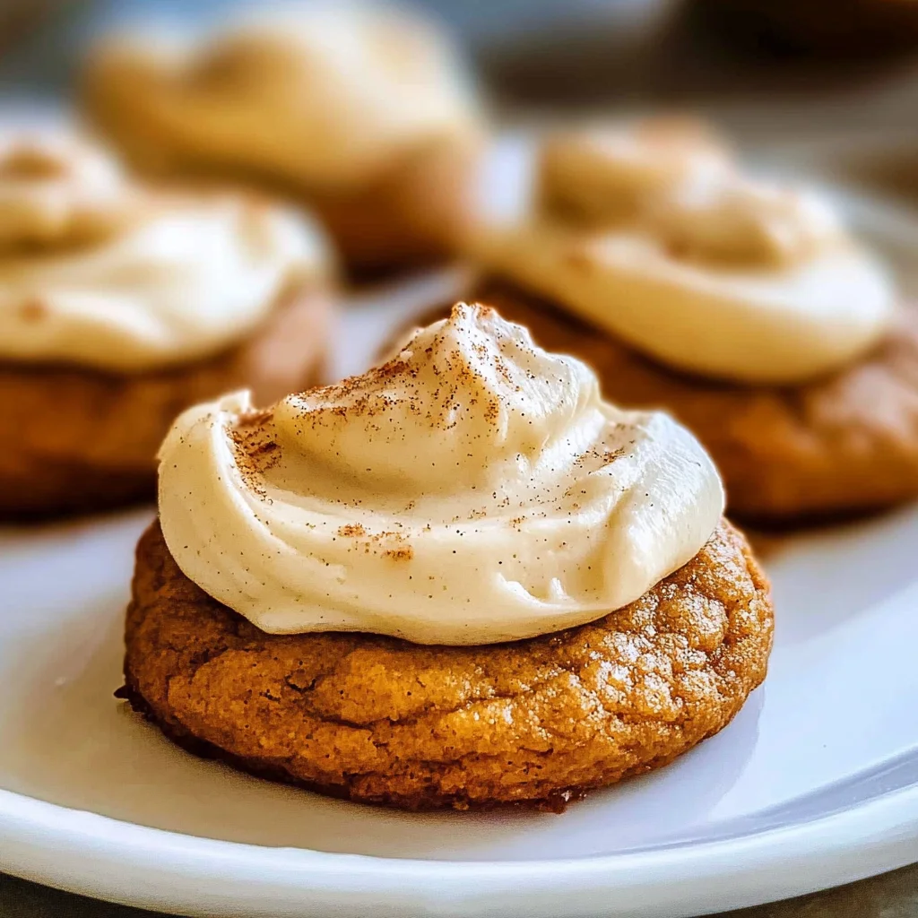 Pumpkin Cookies with Cream Cheese Frosting
