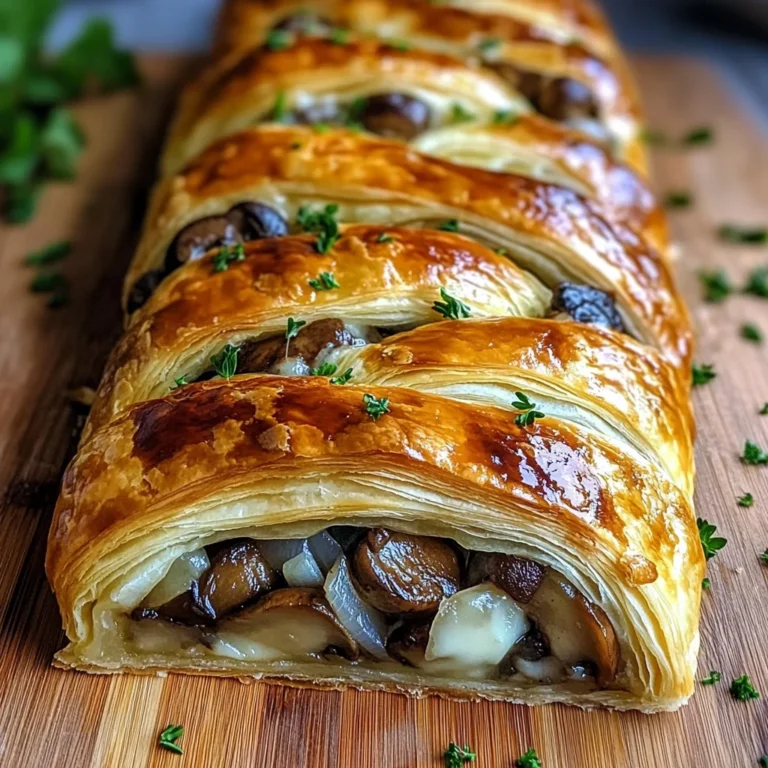 Savory Mushroom & Gruyère Puff Pastry Braid