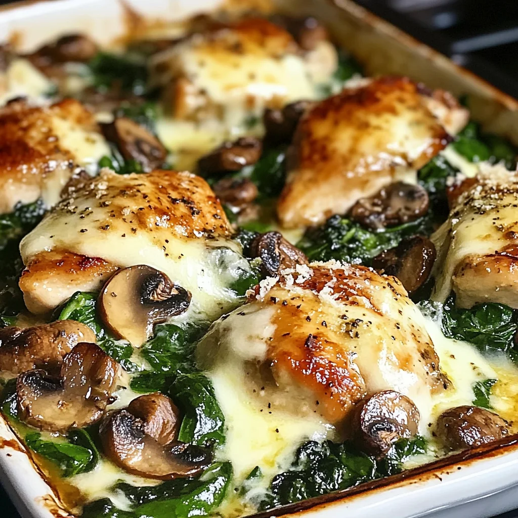 Chicken, Spinach, and Mushroom Low Carb Oven Dish