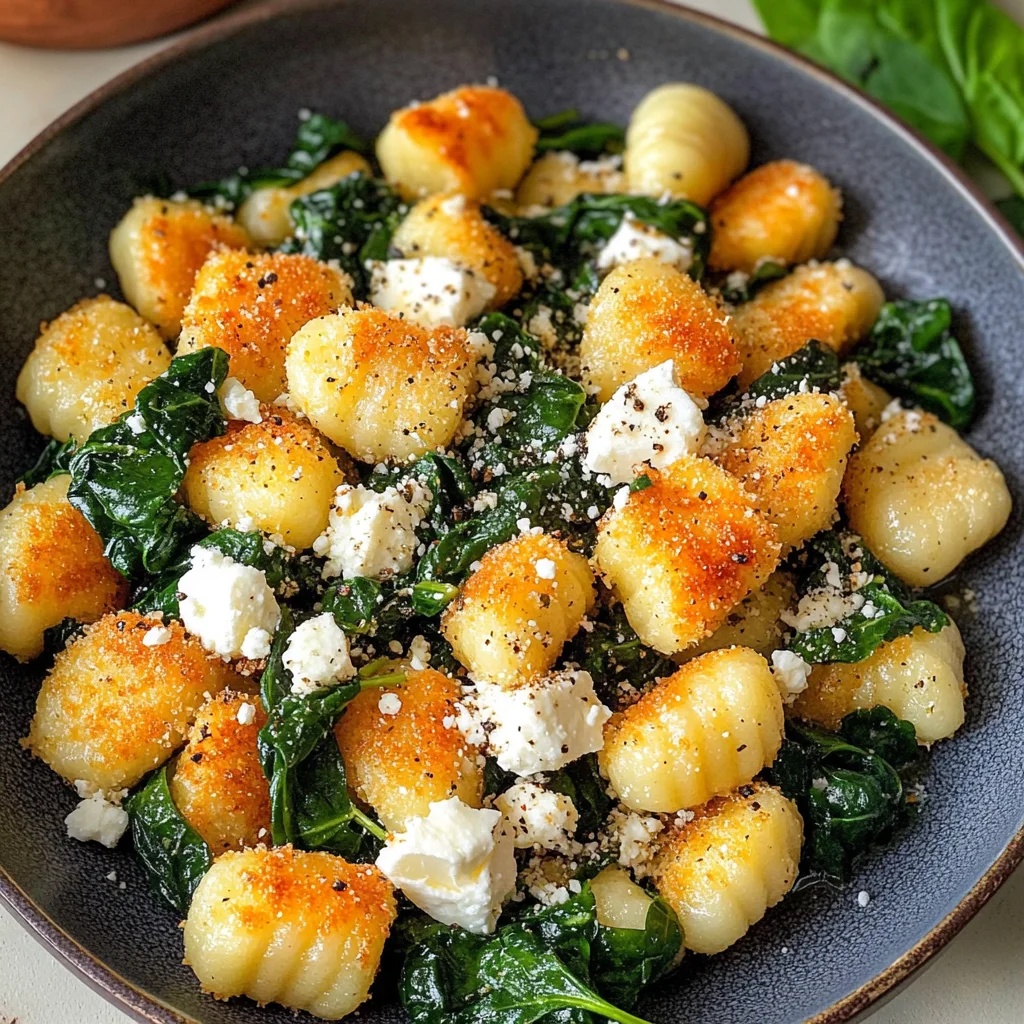 Crispy Gnocchi With Spinach And Feta