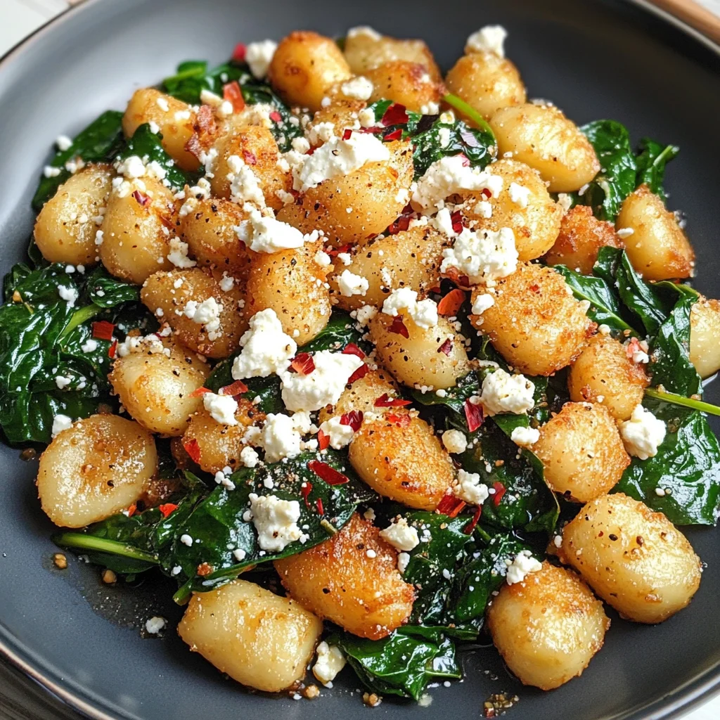 Crispy Gnocchi With Spinach And Feta