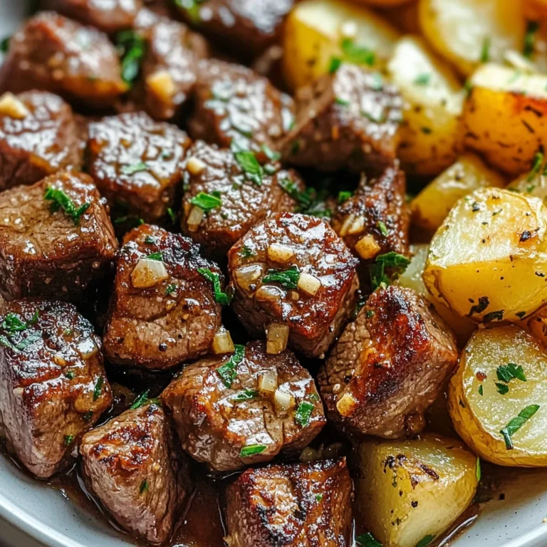 Garlic Steak Bites and Potatoes
