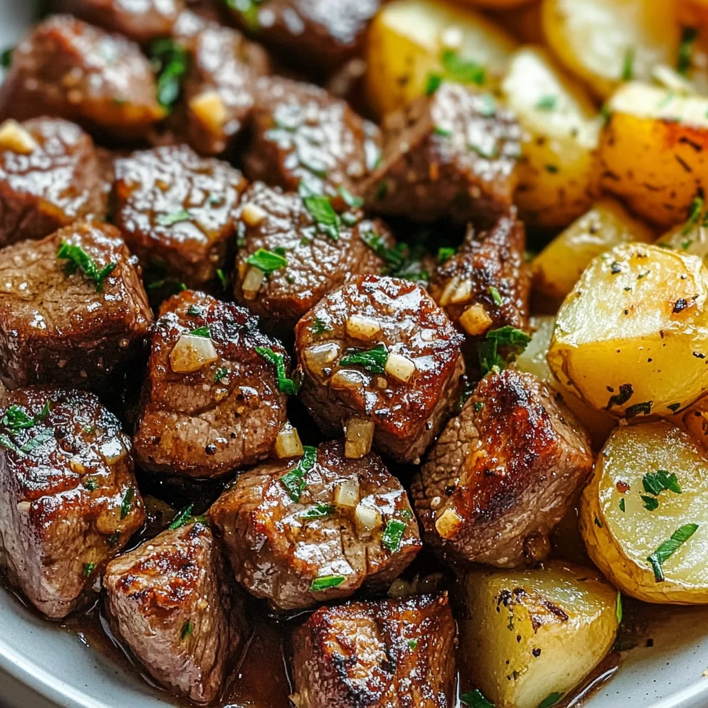 Garlic Steak Bites and Potatoes