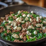 Ground Beef and Spinach Skillet with Feta