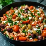 Mediterranean Keto Ground Chicken Skillet with Olives and Feta