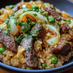 Savory Onion Beef Fried Rice