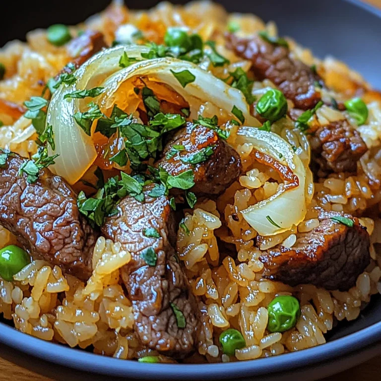 Savory Onion Beef Fried Rice