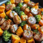 Sheet Pan Sausage and Sweet Potatoes with Honey Garlic Sauce
