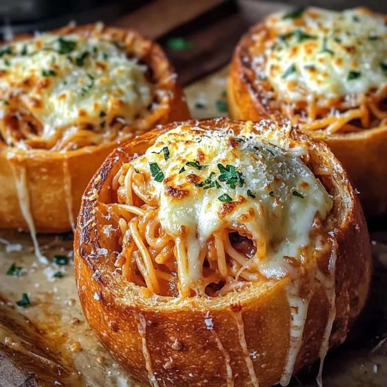 Spaghetti Garlic Bread Bowls