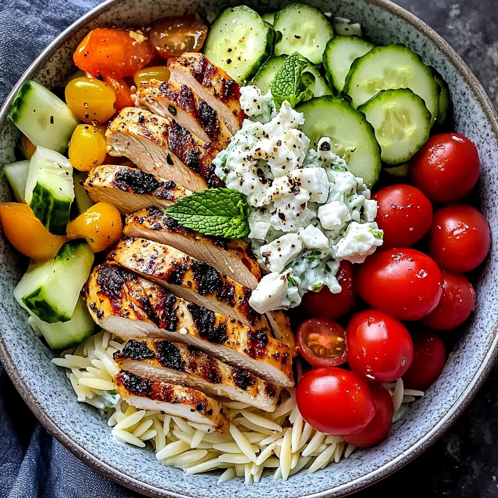 Greek Chicken Orzo Power Bowls