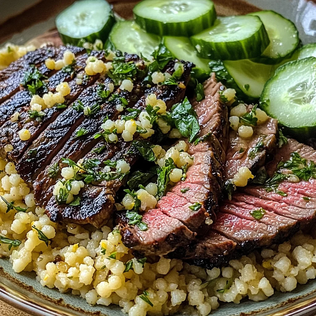 Grilled Skirt Steak with Lemon Herb Couscous Salad