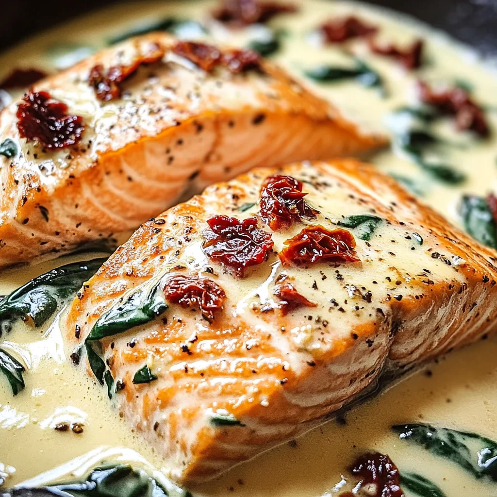Tuscan Salmon with Parmesan Cream Sauce